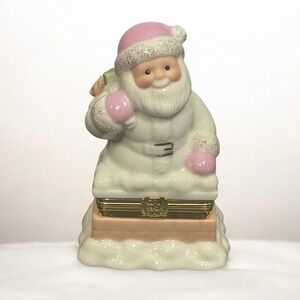 Lenox Santa Christmas Chimney Trinket Box Porcelain Gold Bear Charm First Issue